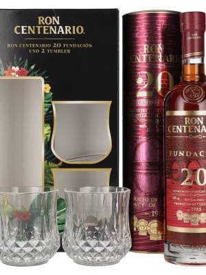 Ron Centenario FUNDACIÓN 20 Sistema Solera Rum 40% Vol. 0,7l u poklon kutiji s 2 čaše