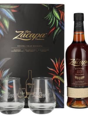 Ron Zacapa Centenario 23 SISTEMA SOLERA Gran Reserva 40% Vol. 0,7l u poklon pakiranju s 2 čaše