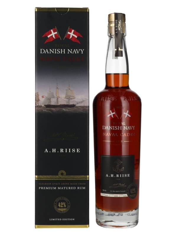 A.H. Riise Royal DANISH NAVY NAVAL CADET Superior Spirit Drink 42% Vol. 0,7l u poklon kutiji 1893