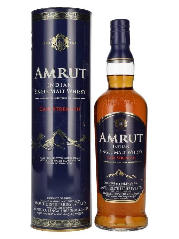 Amrut Indian Single Malt Whisky CASK STRENGTH 61,8% Vol. 0,7l u poklon kutiji 2747