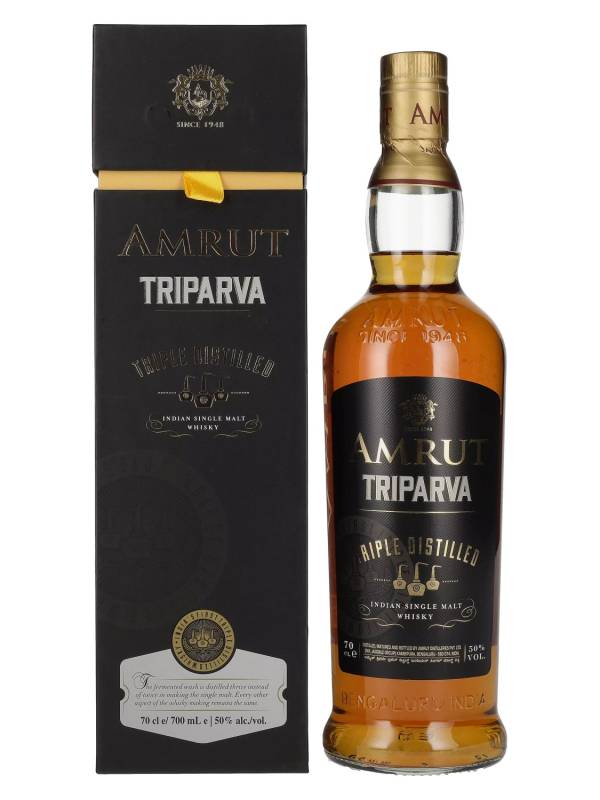 Amrut TRIPARVA Triple Distilled Indian Single Malt Whisky 50% Vol. 0,7l u poklon kutiji 2753
