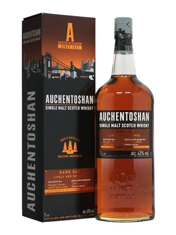 Auchentoshan DARK OAK Single Malt Scotch Whisky 43% Vol. 1l u poklon kutiji 1821