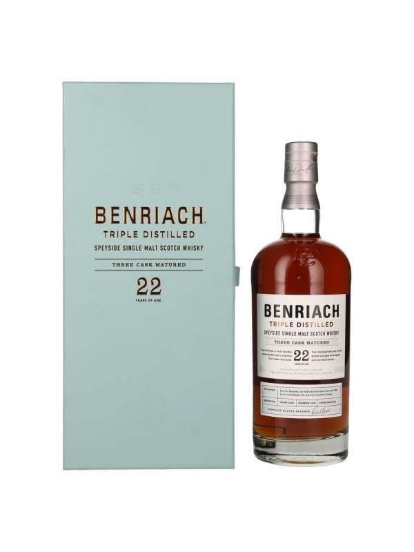 Benriach 22 YO Triple Distilled Three Cask Matured 46,8% Vol. 0,7l u poklon kutiji 1830