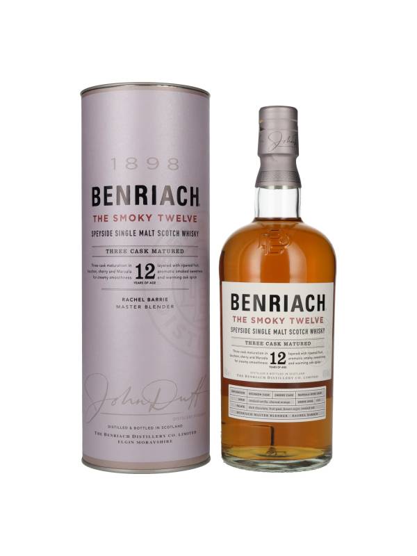 Benriach THE SMOKY TWELVE 12 YO Three Cask Matured Speyside Single Malt 46% Vol. 0,7l u poklon kutiji 1836