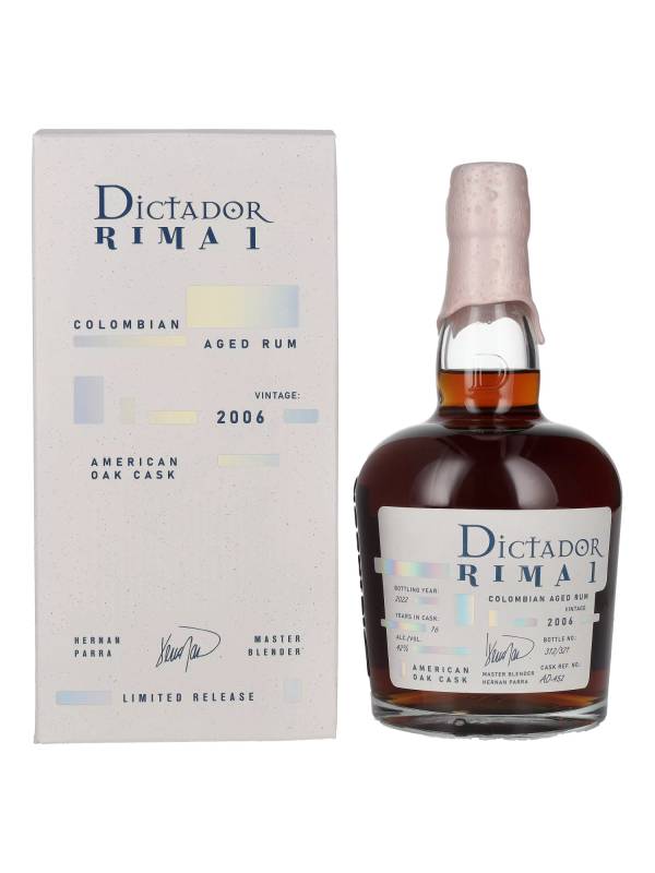 Dictador 16 YO RIMA SHERRY Cask Vintage 2006 44% Vol. 0,7l u poklon kutiji 2156