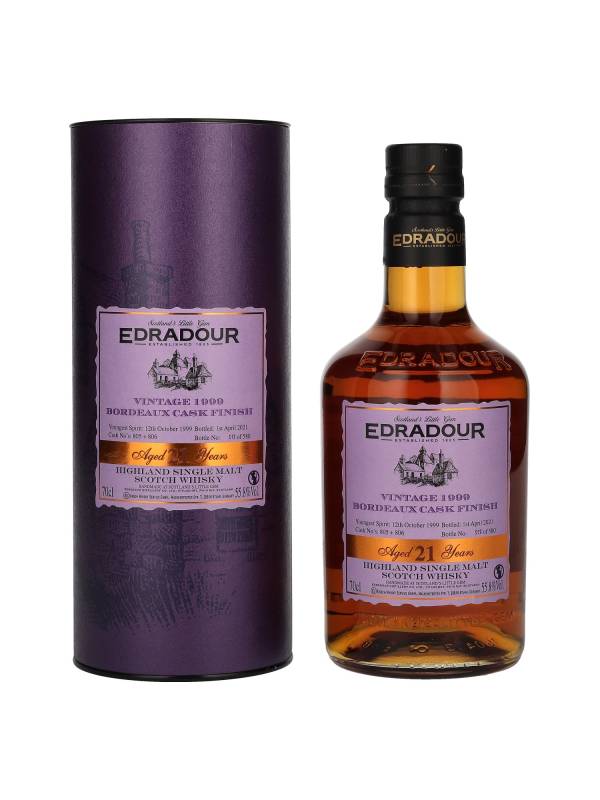 Edradour 21 YO Highland Single Malt BORDEAUX CASK FINISH Vintage 1999 55,8% Vol. 0,7l u poklon kutiji 1514