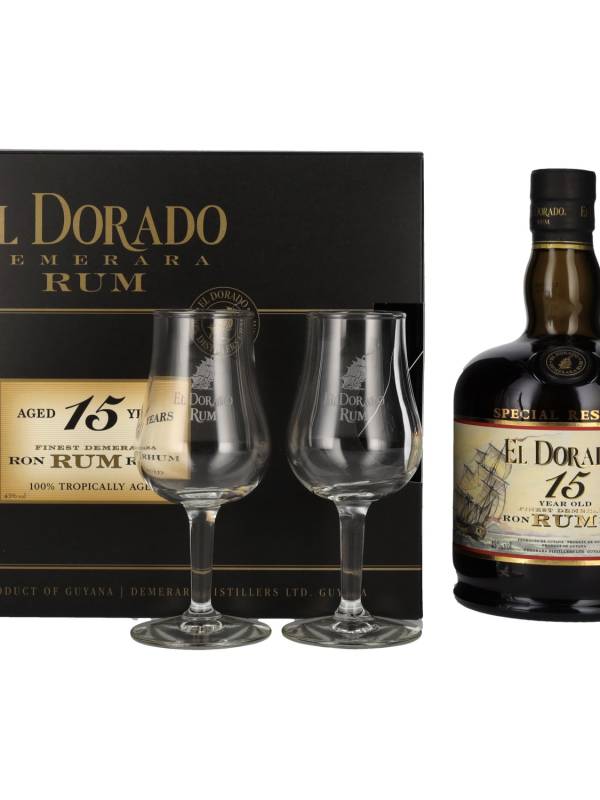 El Dorado 15 YO Finest Demerara Rum SPECIAL RESERVE 43% Vol. 0,7l u poklon kutiji s 2 čaše 1686