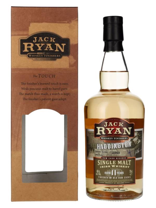 Jack Ryan 11 YO HADDINGTON  Rum Cask Reserve Single Malt Irish Whiskey 46% Vol. 0,7l u poklon kutiji 2696