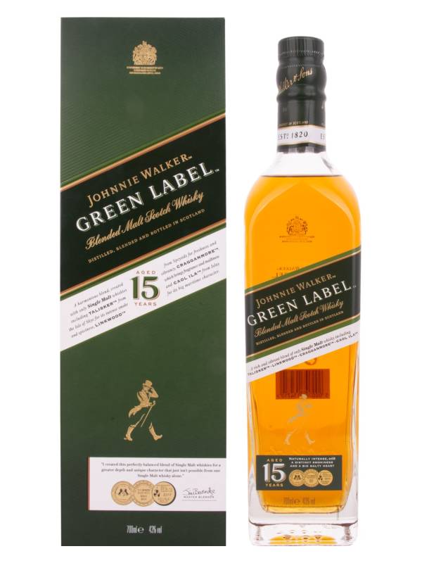 Johnnie Walker Green Label 15 YO 43% Vol. 0,7l u poklon kutiji 1937
