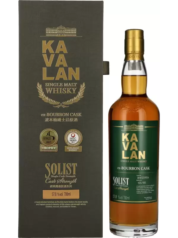 Kavalan SOLIST ex-BOURBON CASK Single Malt Whisky  57,8% Vol. 0,7 l u poklon kutiji 1357