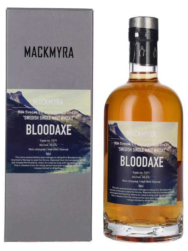 Mackmyra BLOODAXE Rök Svensk Extra Peated Swedish Single Malt Whisky 50,6% Vol. 0,5l u poklon kutiji 2174