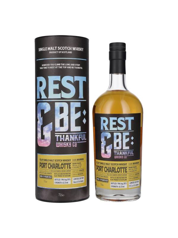 Rest & Be Thankful Port Charlotte 13 YO Bourbon Cask Limited Edition 62,2% Vol. 0,7l u poklon kutiji 1523