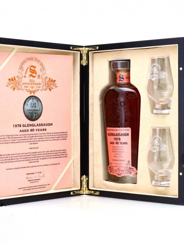 Signatory Vintage GLENGLASSAUGH 40 YO 40,9% Vol. 0,7l u drvenoj poklon kutiji s 2 čaše 2661