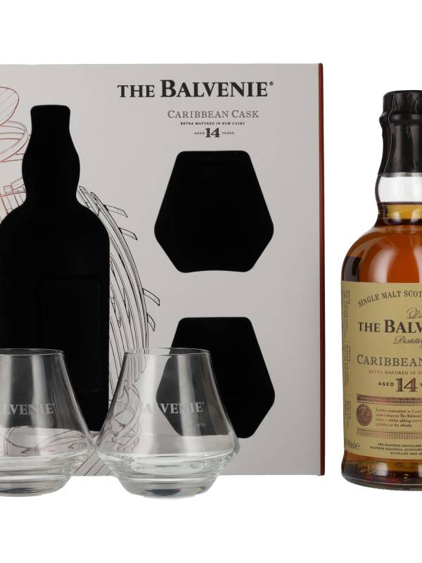 The Balvenie 14 YO Caribbean Cask Finish 43% Vol. 0,7l u poklon kutiji sa 2 čaše 1848
