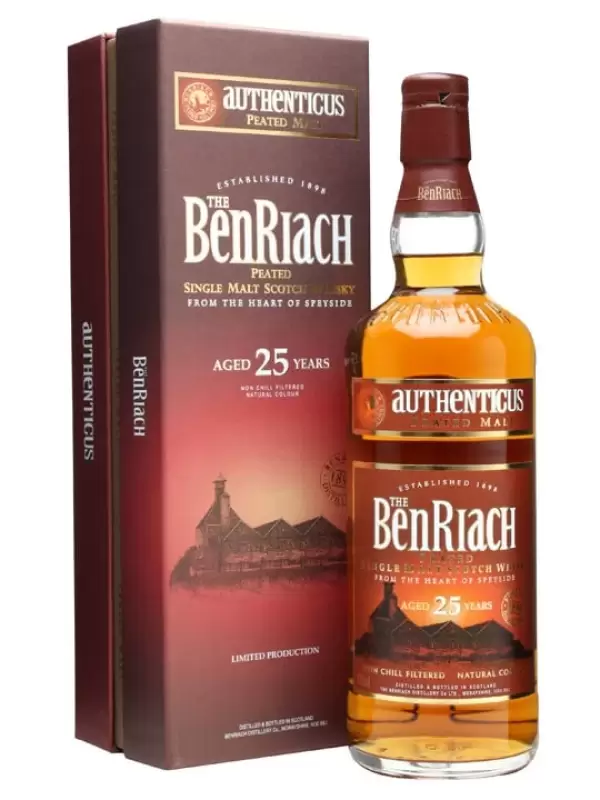 BenRiach 25 YO AUTHENTICUS Peated Malt Limited Edition 46% Vol. 0,7l u poklon kutiji 1841