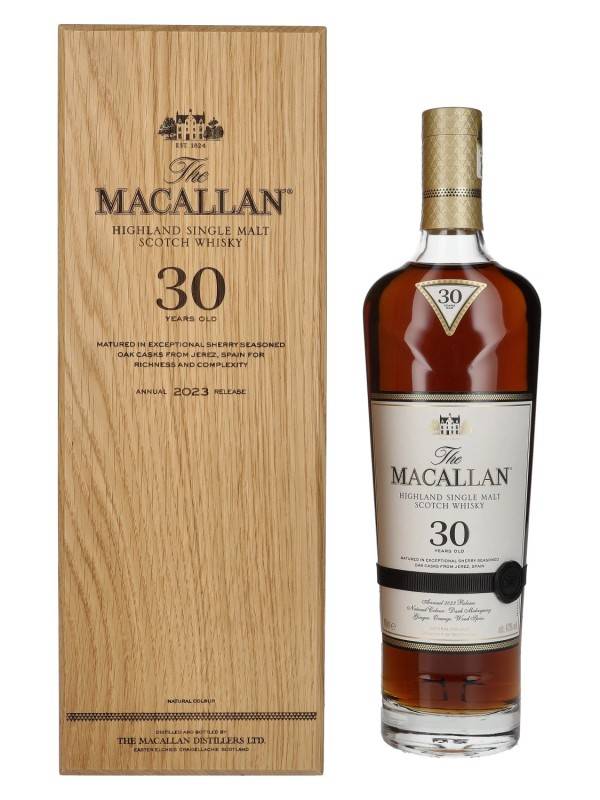 The Macallan 30 YO SHERRY OAK 2023 43% Vol. 0,7l u drvenoj poklon kutiji 2346