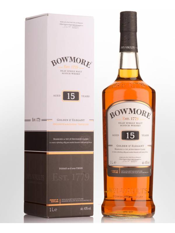 Bowmore 15 YO GOLDEN & ELEGANT Islay Single Malt Scotch Whisky 43% Vol. 1l u poklon kutiji 174