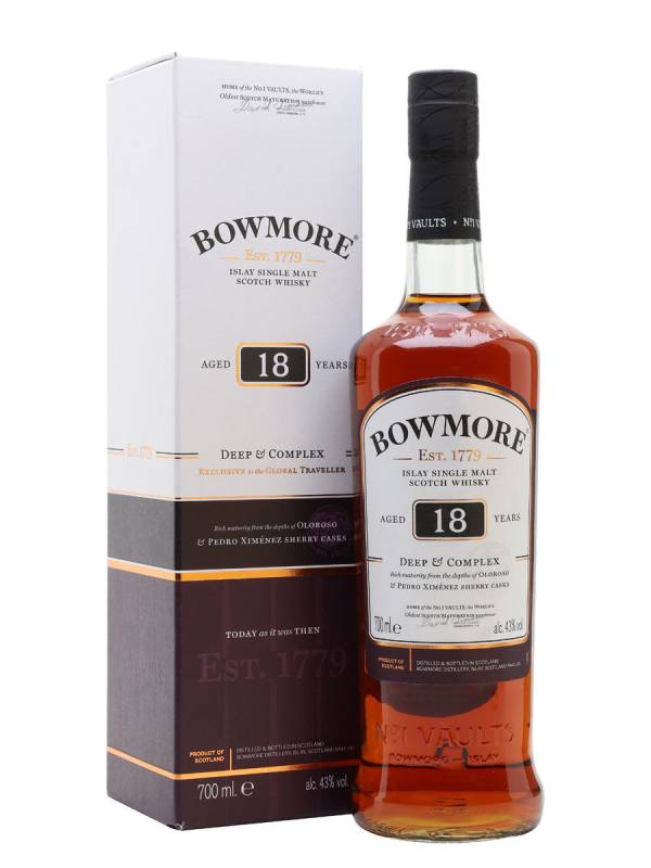 Bowmore 18 Years Old DEEP & COMPLEX Islay Single Malt Scotch Whisky 43% Vol. 0,7l in Giftbox 177