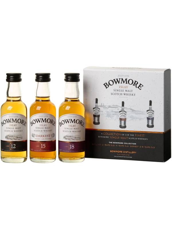 Bowmore Distillers Collection (12 YO, 15 YO, 18 YO) 42% Vol. 3x0,05l u poklon kutiji 182