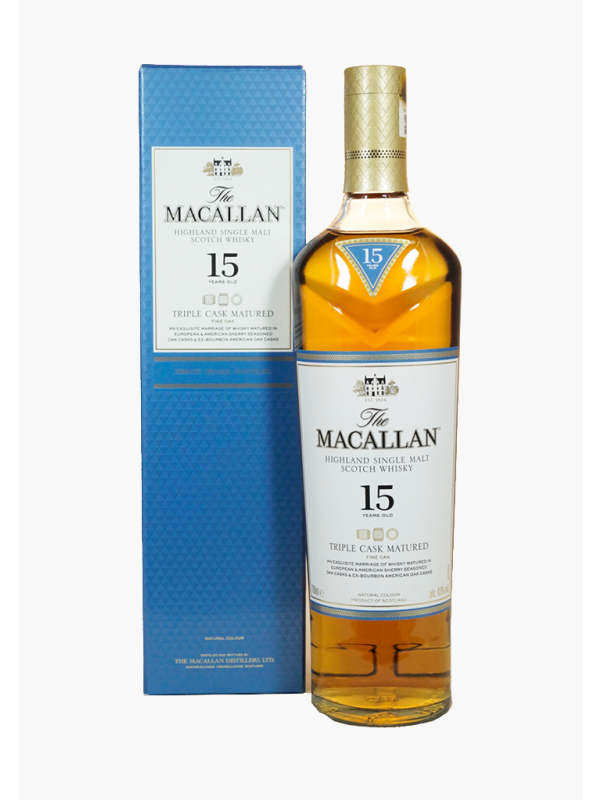 The Macallan 15 YO TRIPLE CASK MATURED Highland Single Malt Scotch Whisky 43% Vol. 0,7l + GB 1128