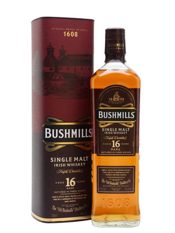 Bushmills 16 Years Old TRIPLE DISTILLED Single Malt Whiskey 40% Vol. 0,7l in Giftbox 237