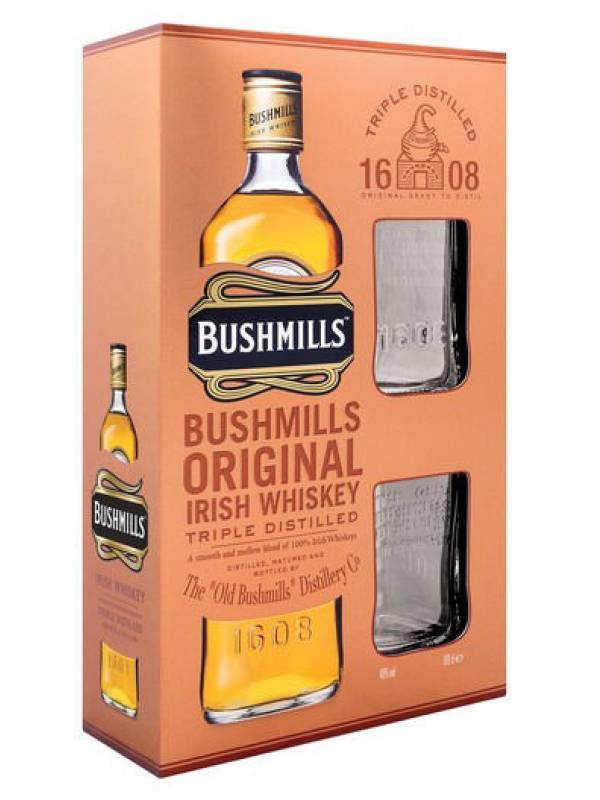 Bushmills Triple Distilled Original Irish Whiskey 40% Vol. 1l in Giftbox with 2 glasses 246