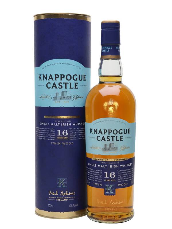 Knappogue Castle 16 Years Old TWIN WOOD Single Malt Irish Whiskey SHERRY CASK FINISHED 43% Vol. 0,7l in Giftbox 662