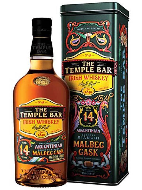 The Temple Bar 14 Years Old Single Malt Irish Whiskey Malbec Cask 43% Vol. 0,7l in Giftbox 1161