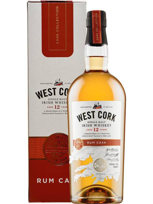 West Cork Single Malt Irish Whiskey RUM CASK FINISHED 43% Vol. 0,7l in Giftbox 1245