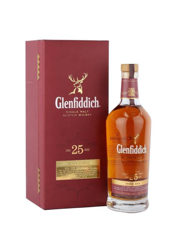 Glenfiddich 25 YO RARE OAK Single Malt Scotch Whisky 43% Vol. 0,7l u poklon kutiji 484