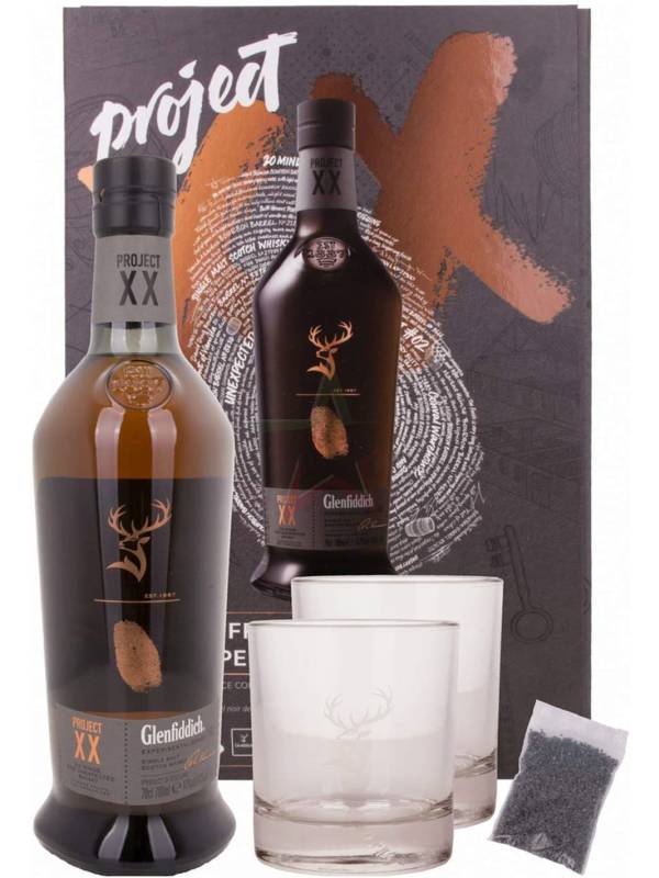 Glenfiddich PROJECT XX Single Malt Scotch Whisky 47% Vol. 0,7l in Giftbox with 2 glasses and black Salt 491