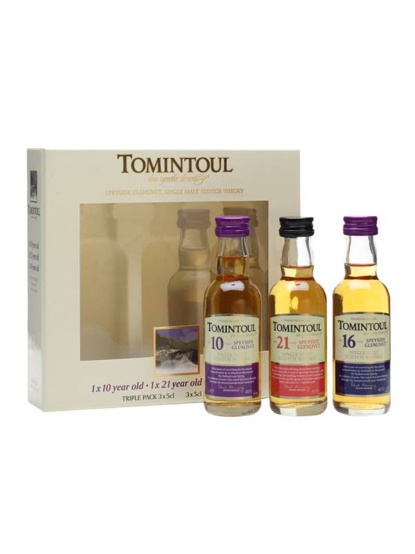 Tomintoul TRIPLE PACK (10 YO, 21 YO, 16 YO) 40% Vol. 3x0,05l in Giftbox 1203