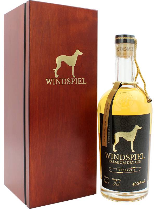 Windspiel Premium Dry Gin Reserve 49,3% Vol. 0,5l in wooden case 1254