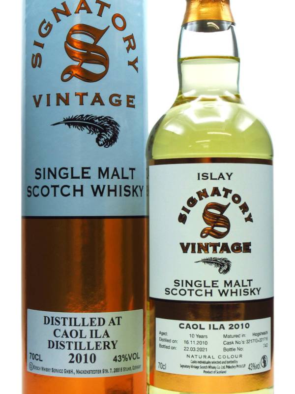 Caol Ila 10 YO Signatory Vintage Highland Single Malt 2010 43% Vol. 0,7l u poklon kutiji 251