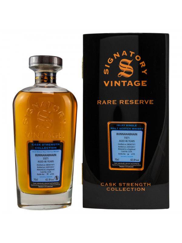 BUNNAHABHAIN 46 YO RARE RESERVE Signatory Vintage Cask Strength 1971 42,8% Vol. 0,7l u drvenoj poklon kutiji 227
