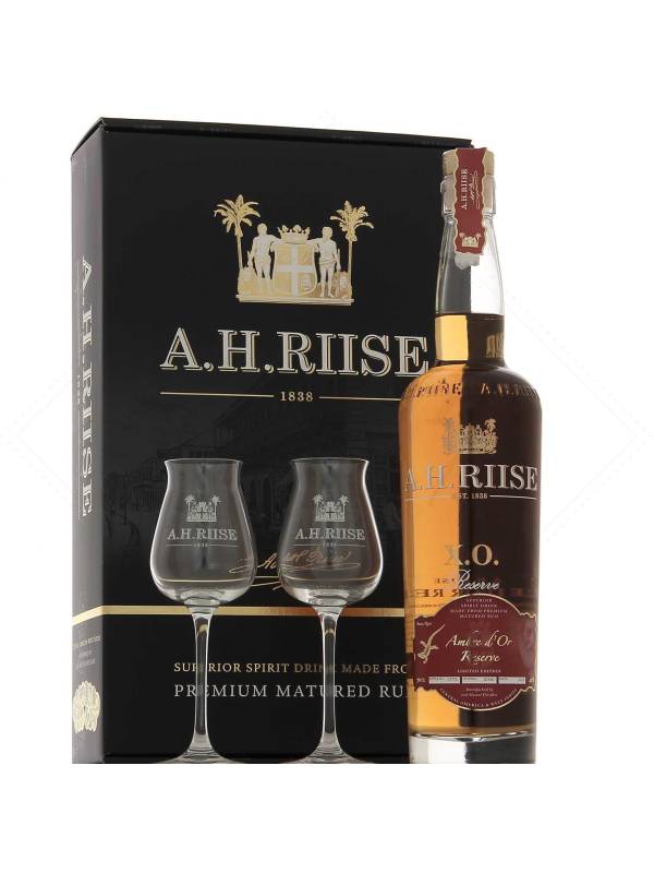 A.H. Riise X.O. Reserve Ambre d'Or Reserve 42% Vol. 0,7l u poklon kutiji sa 2 čaše 38