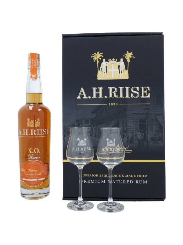 A.H. Riise X.O. Reserve Superior Cask 40% Vol. 0,7l u poklon kutiji sa 2 čaše 43